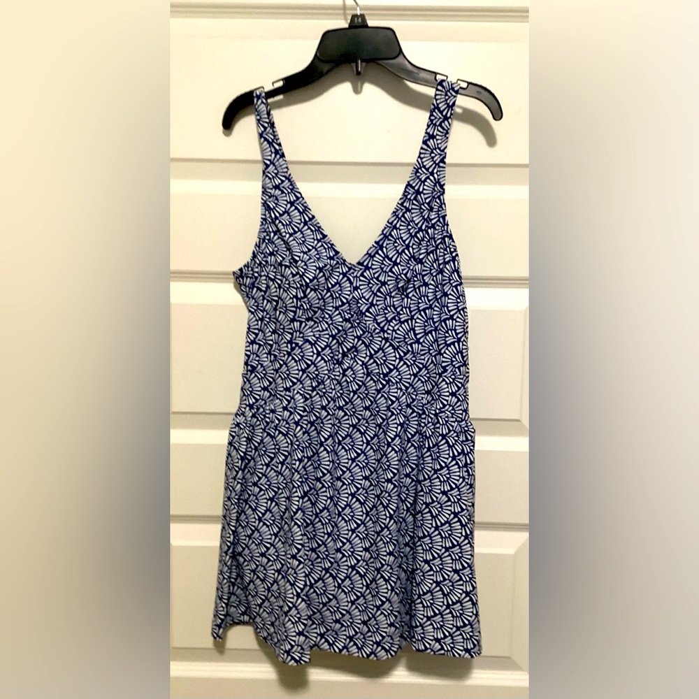 Blue and White Patterned Empire swimsuit